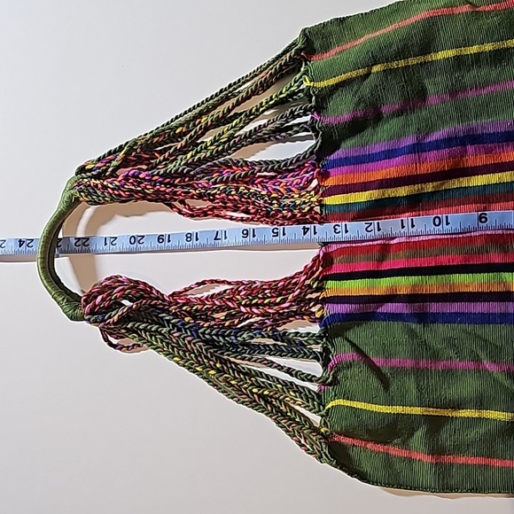 Chiapas Woven Market Hammock Bag Purse‎ Tote Sack Striped Mexico Colorful - Picture 3 of 6